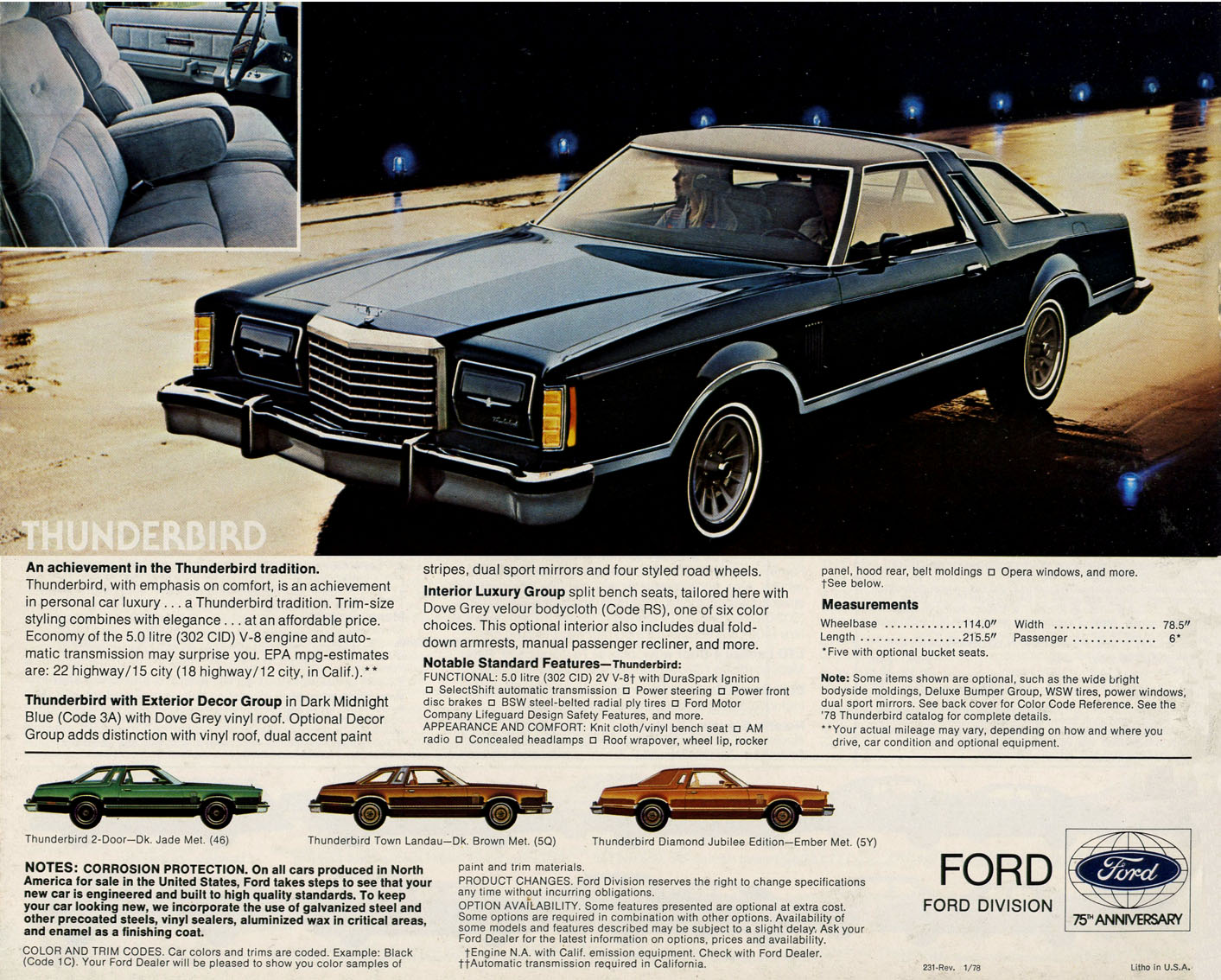 1978 Ford Model Range Foldout Page 1